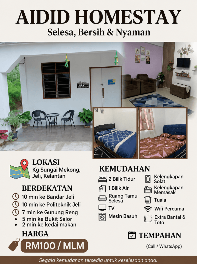Aidid Homestay Kg Sungai Mekong Jeli