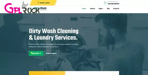 DirtyWash – Dry Cleaning & Laundry Service Elementor Template Kit