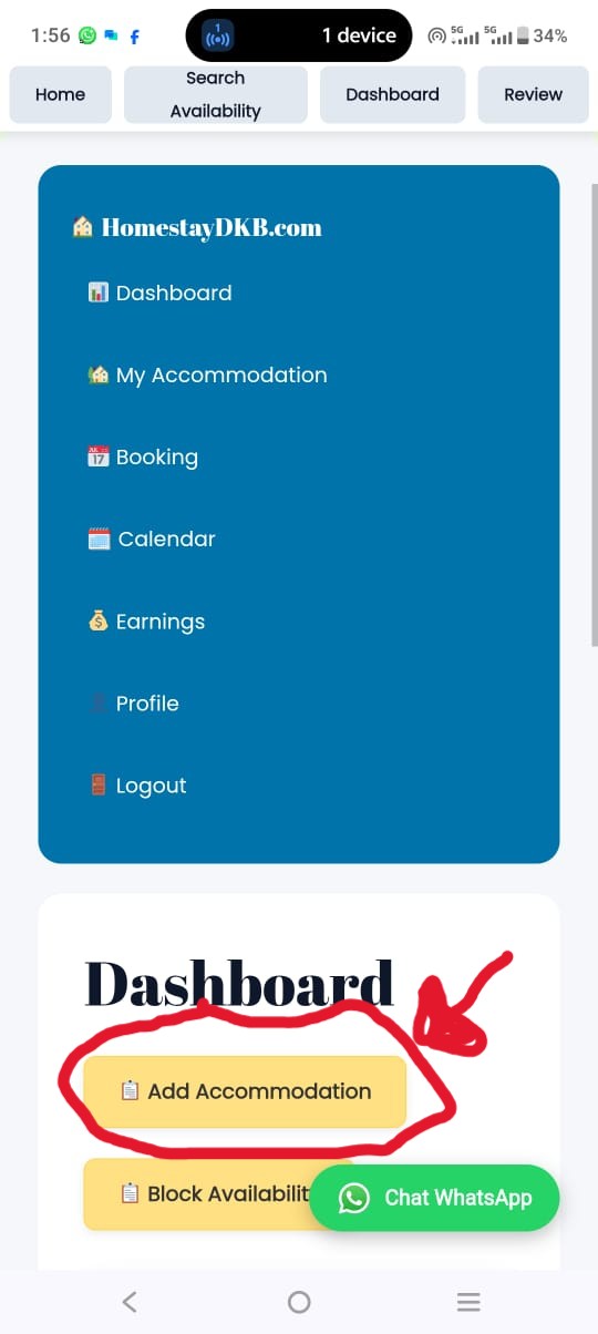 Butang Add Accommodation