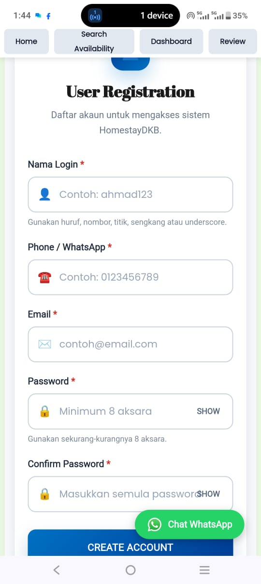 Langkah 3 Create Account